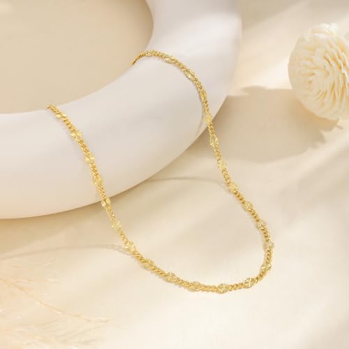 Robaice Necklaces for Women, 14K Gold/Silver Plated Chain Necklace | Dainty Paperclip Cuban Chain, Choker Necklace for Women, Non Tarnish Jewelry Gifts Trendy - color: Gold Cuban Chain