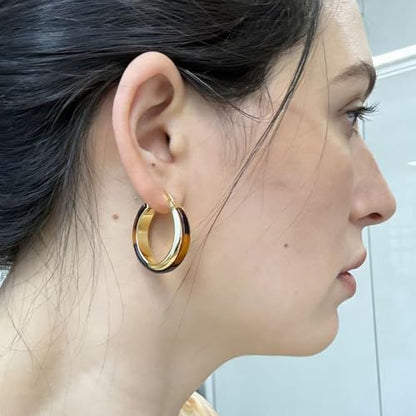 14K Gold Plated Chunky Hoop Earrings for Women Vintage Leopard Print Hoops Large Round Hoop Earrings Jewelry - style: Hoop F