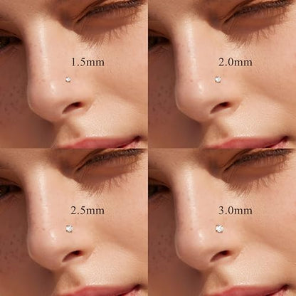 Jstyle 18G 20G Nose Rings Stud for Women Men Silver/Gold Nose Studs 8Pcs | Hypoallergenic 316L Stainless Steel Nose Rings for Sensitive Skin, 1.5/2/2.5/3MM Cubic Zirconia Nose Piercing Jewelry - color: 14K Gold Plated-20G