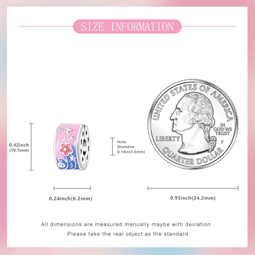 925 Sterling Silver Bead Charm for Pandora Bracelets and Necklaces,Pink Bow Cherry Butterfly Blue Ocean Pendant Bead Charms Jewelry Present Valentines Gifts for Wife/Girlfriend Women - style: Flower Secure Clip spacer stopperBead