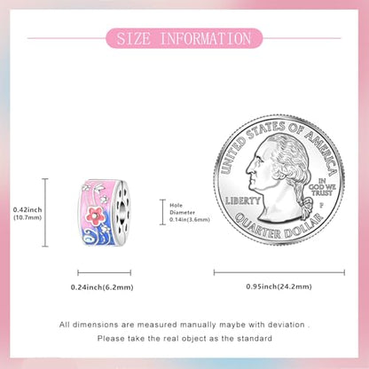 925 Sterling Silver Bead Charm for Pandora Bracelets and Necklaces,Pink Bow Cherry Butterfly Blue Ocean Pendant Bead Charms Jewelry Present Valentines Gifts for Wife/Girlfriend Women - style: Flower Secure Clip spacer stopperBead