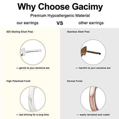 Gacimy Hoop Earrings for Women 14K Gold Plated Cartilage Stud Small Huggie Ear Cuff - color: 14K White Gold Plated & CZ, size: 13MM