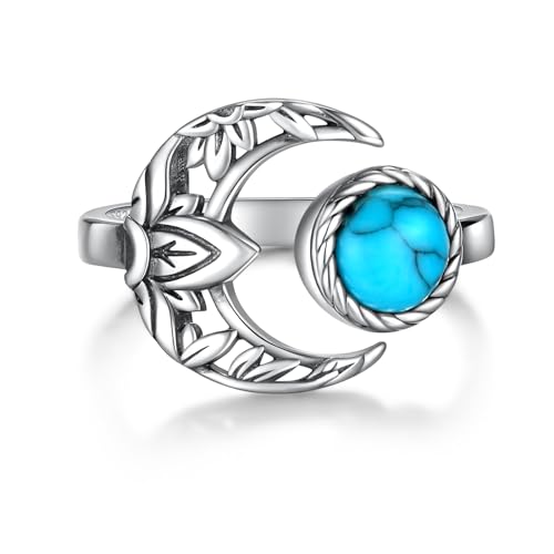 Sariel 925 Sterling Silver Toe Rings for Women Boho Adjustable Mid Finger Rings Summer Vacation Ocean Beach - color: Moon
