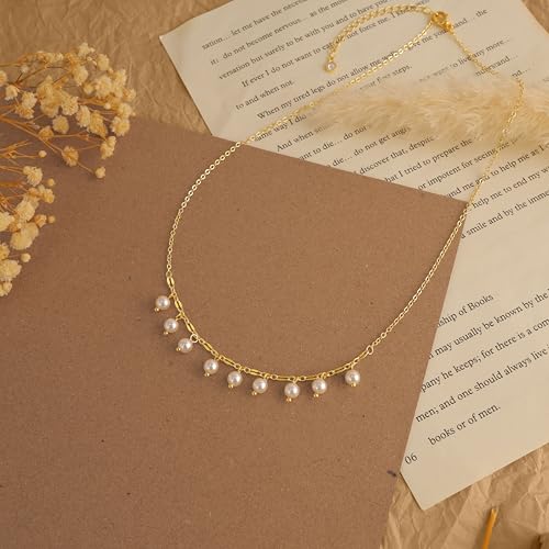 Pearl Necklaces for Women Trendy,14k Gold Plated Pearl Pendant Necklace Dainty Wedding Necklace Small Cute Gold Choker Necklace for Women Non Tarnish Gold Prom Jewelry Fashion Bridesmaids Gifts - color: GD-Lips pearl necklace