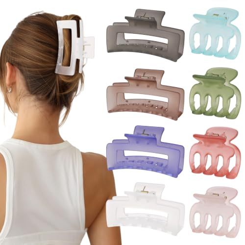 SMKSL 8 Pcs Hair Claw Clips for Women & Girls 2 Styles Hair Accessories | Durable & Sturdy Plastic Clips for Thick & Curly Hair, Strong Hold & Non-Slip, Stylish Gifts for Ladies(Ice Cream) - color: Ice Cream