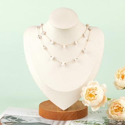KYUNHOO Gold Plated Chain for Jewelry Making with Jump Rings Lobster Clasps | 16.4 Feet KC Gold Plated Brass Jewelry Chains White Handmade Raw Stone Chain Links on Roll for DIY Jewelry Crafts - color: Natural Stone-White