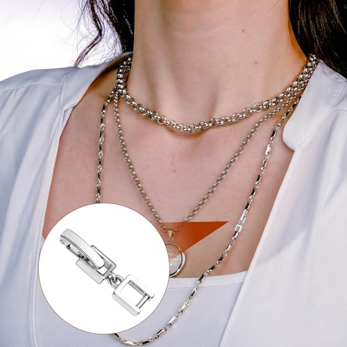 Foldover Clasp Extender Foldover Extension Jewelry Clasps 4 Pcs Silver Plated Fold Over Clasp Necklace Extension Clasps Metal Bracelets Extenders Small Fastener for Women Jewelry Making Repair Kit