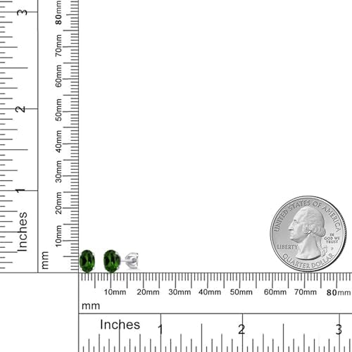 Gem Stone King Oval Gemstone Birthstone Stud Earrings for Women Men | Oval Cut 7X5MM | Fine Jewelry Gifts for Mom Dad Wife Him Her - style: Chrome Diopside