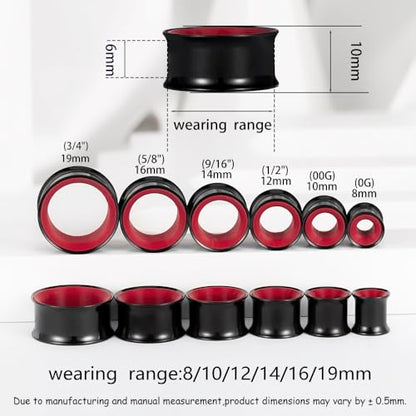 DOEARKO 6PCS Heart Shape Ear Tunnels Plugs Stainless Steel Hollow Double Flared Ear Gauges Tunnels Stretcher Body Piercing Earring Jewelry for Women Men 8mm-19mm - color: 3P-MR, size: 14 mm