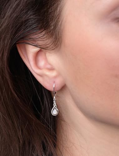 STARCHENIE 925 Sterling Silver Necklace Dangle Earrings for Women Infinity Twisted Teardrop Pendant Created Opal Jewelry Set