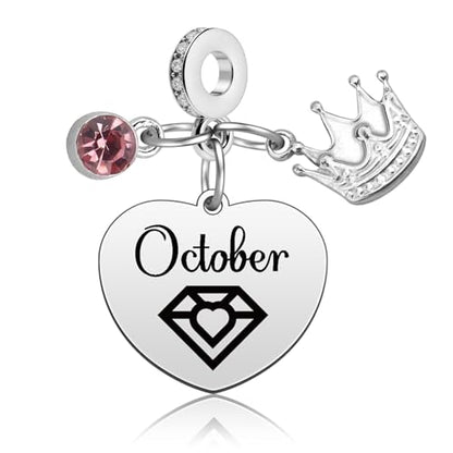 Birthday Gifts for Women Birthstone Charms for Bracelets Necklaces Jewelry Gift for Mom Wife Daughter Granddaughter Niece Sister Girlfriend - color: October
