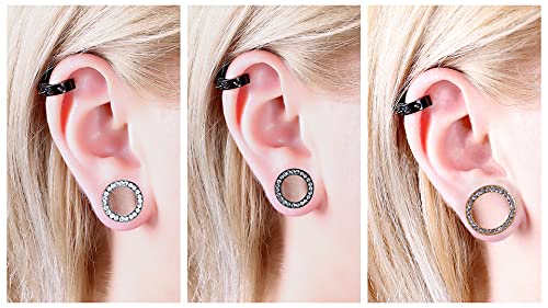 WBRWP Unisex Women 6pcs/8pcs-3pairs/4pairs Hollow Zircon Stainless Steel Screw Ear Plugs Tunnels with ZirconEar Plugs Tunnels - Ear Expander - Ear Gauges Stretcher Body Piercing 8g-5/8 - color: 3pairs(6pcs) with zircon set
