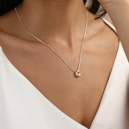 14K Gold Plated Bubble Letter Necklace, Tarnish Free and Waterproof Dainty Initial Necklace for Women, Trendy Personalized Gold Jewelry Gift for Her - color: Gold, style: G