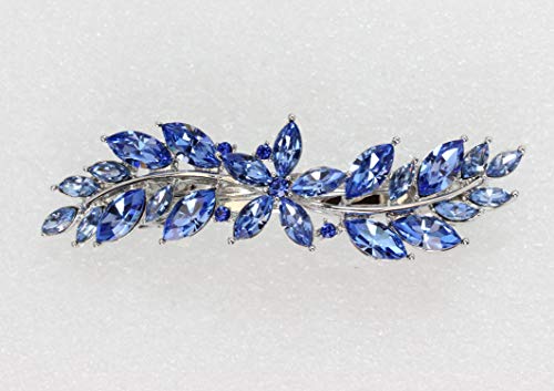 Faship Gorgeous Blue Rhinestone Crystal Small Floral Hair Barrette Clip - color: Blue