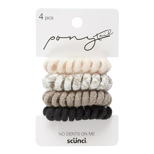 Scunci Ponytail Fabric Hair Spirals, Assorted Colors, 4-Pieces
