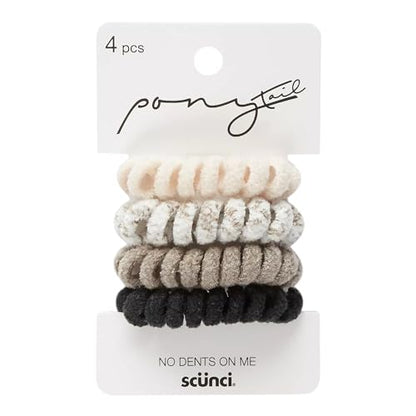 Scunci Ponytail Fabric Hair Spirals, Assorted Colors, 4-Pieces