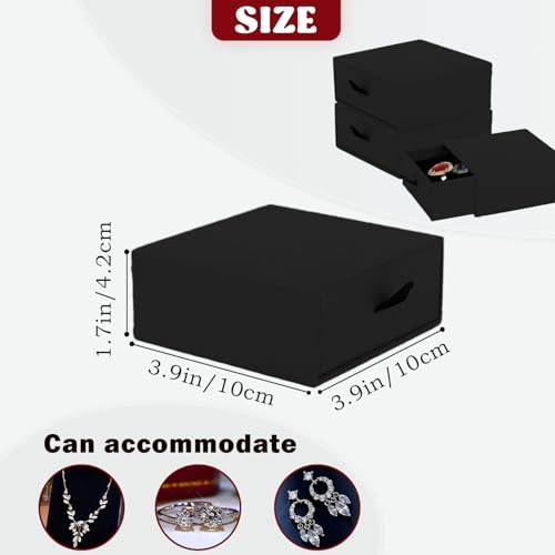 Nsmykhg Jewelry Gift Box Velvet-Lined,12 Pack Compact Drawer Style for Earrings & Rings, Necklace & Bracelet Organizer, 3.93x3.93x1.65 Inches, Stackable Elegant Jewelry Display & Storage Box (Black) - color: Black
