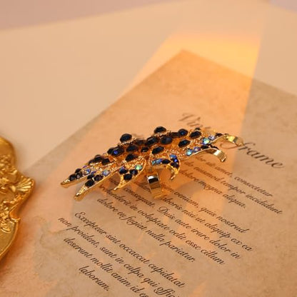 Elegant Big Crystal Flower Ring for Women Gold Rhinestone Floral Rings Open Finger Adjustable Crystal Flower Statement Ring Jewelry for Bridal Wedding - color: Flower 2 - blue