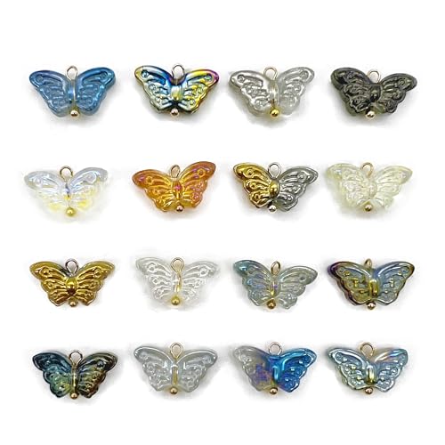 50 Pcs Crystal Glass Pendants for DIY Jewelry Making, AB Color Plated Charms for Bracelet Necklace Earring - style: 50 Pcs-Butterfly