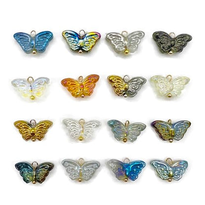 50 Pcs Crystal Glass Pendants for DIY Jewelry Making, AB Color Plated Charms for Bracelet Necklace Earring - style: 50 Pcs-Butterfly