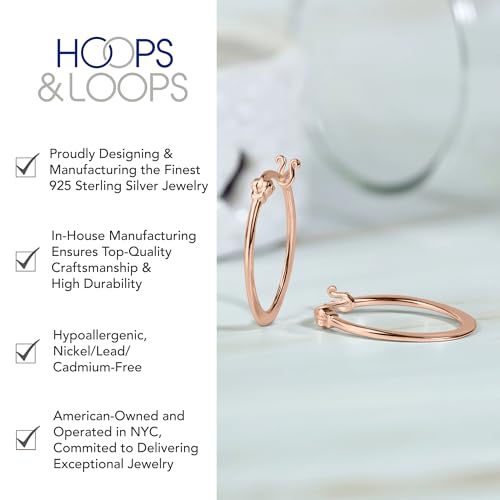 Hoops & Loops 925 Sterling Silver 23mm Oval Flat Click-top High Polished Lightweight Hoop Earrings for Women, Silver, Yellow Gold & Rose Gold - color: Rose Gold