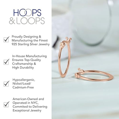 Hoops & Loops 925 Sterling Silver 23mm Oval Flat Click-top High Polished Lightweight Hoop Earrings for Women, Silver, Yellow Gold & Rose Gold - color: Rose Gold