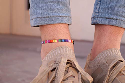 Made by Nami Surfer Anklet for Men and Women Waterproof and Adjustable Surfer Ankle Bracelet String Ankle Bracelet Beach Accessory for Ethnic Hippie Style - color: Rainbow