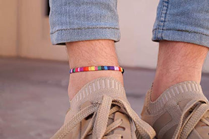 Made by Nami Surfer Anklet for Men and Women Waterproof and Adjustable Surfer Ankle Bracelet String Ankle Bracelet Beach Accessory for Ethnic Hippie Style - color: Rainbow