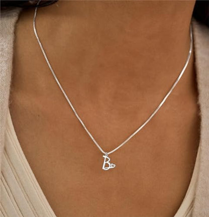 Initial Necklaces for Women Trendy, Dainty Silver Letter Necklace Cute Pendant Choker Name Necklace Personalized Costume Monogram Silver Jewelry Necklace for Women Valentines Gifts - color: Silver, style: Silver A