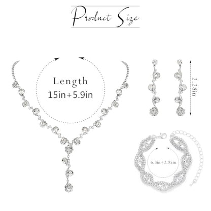 Sixexey Rhinestone Jewelry Set Sparkly Prom Jewelry Necklace for Women | Silver Jewelry Wedding Necklace Jewelry Accessories for Women