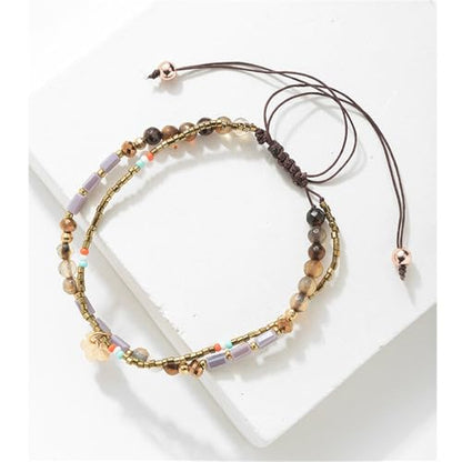 Handmade Adjustable Wrap Bracelet Bohemian String Braided Beads Anklets Gifts for Women - color: D