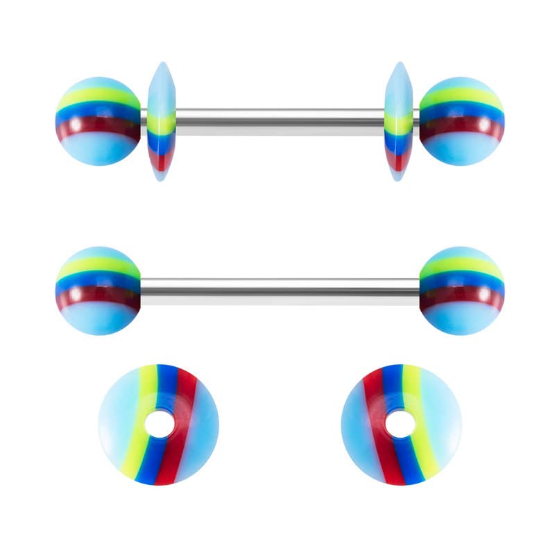 14G Body Piercing Jewelry Surgical Steel Belly Button Rings Tongue Rings Packs Silicone Spike Ball Barbell Belly Tongue Nipple Rings Piercing for Women - style: 12pcs tongue rings