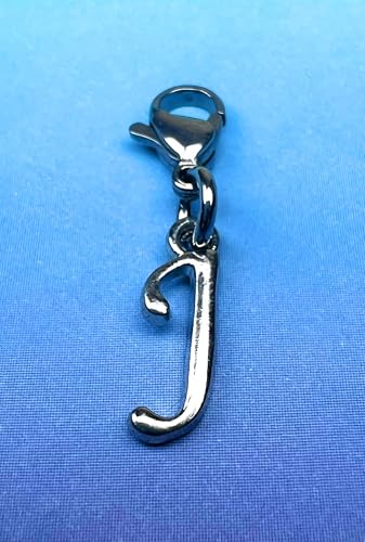 Initial Italic Cursive Stainless Steel Clasp Clip on Charm Graduation Cap Tassel Event Party Invitation Card Baby Shower Birthday Thank You Celebration Personalized Congratulations Choice of 26 Letters - style: Letter J