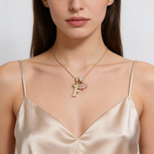 18K Gold & Silver Plated Initial Necklaces for Women - color: F-Gold