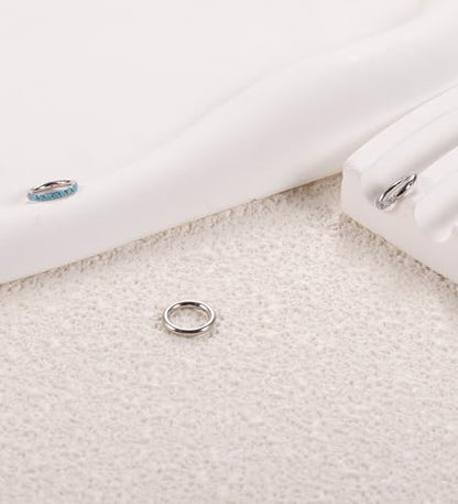 3pcs Nose Rings Hoops - 316L Surgical Steel Nose Hoops 16G/18G/20G CZ Opal Turquoise Clicker Septum Nose Ring Lip Helix Cartilage Hoop Earring Daith Rook Conch Body Piercing Jewelry for Women Men 6mm 8mm 10mm - color: Silver, size: 16 gauge(1.2mm)-6mm