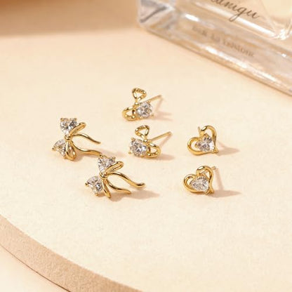 Shiny Gold Butterfly Earrings for Women | 14K Real Gold Plated Butterfly Earrings for Women, Dainty & Trendy Butterfly Stud Earrings for Fashion Jewelry Gifts - color: AZ40