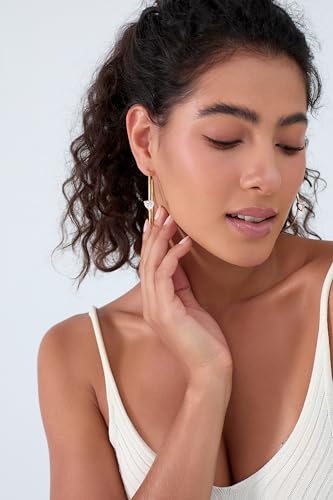 Large Gold Hoop Earrings for Women 14k Gold Plated with 925 Sterling Silver Post Big Open Hoops Earrings Trendy Cubic Zirconia Heart Hoop Earrings Jewelry Gifts for Women - color: gold 50mm
