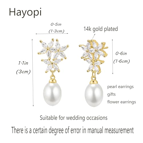 Pearl Earrings for Women:Gold Wedding Dangle Drop Earring Pearl Jewelry | 14K Gold Plated Pearl Drop Earrings for Women,Dainty Wedding Bride Earring Studs,Gold Dangle Drop Earring,Waterproof Jewelry - size: 1 pcs-9