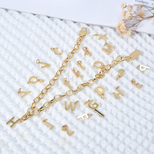 18K Gold Filled A-Z Alphabet Letters Charms,26Pcs Initial A-Z Alphabet Charms,Bracelet Necklace Earrings Charms for DIY Jewelry Making - color: Gold