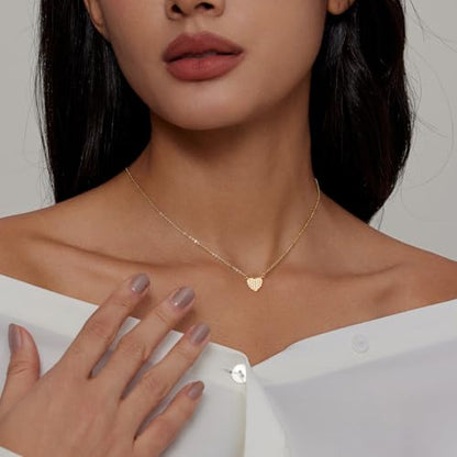HERIER Cute Heart Necklace Dainty 18k Gold Plated Tiny Heart Pendant Choker Necklaces Small Gold Love Open Heart Chain Necklace for Women Simple Gold Necklace for Women Trendy Jewelry - color: CZ Heart Necklace-Gold