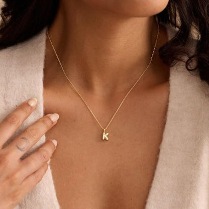 Initial Necklaces For Women, Dainty Gold Bubble Initial Necklace 14K Gold Plated Letter For Women Trendy Cute Name Custom Necklace Non Tarnish Personalized Necklaces Waterproof Jewelry Preppy Stuff - color: gold-K