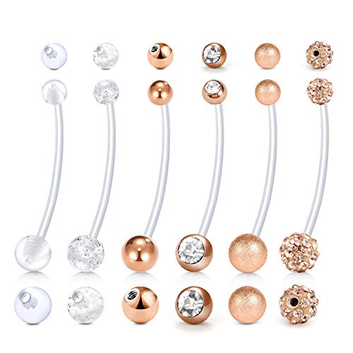 D.Bella 14G Pregnancy Belly Button Rings with Replacement Balls Flexible Bioplast Sport Maternity Belly Ring Retainer for Women Navel Piercing Retainer 1 1/2Inch (38mm) - color: Style B