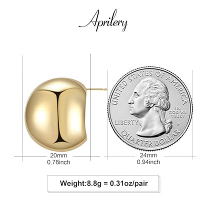 Gold Stud Earrings for Women, Trendy Geometric 14K Gold Plated CZ Crystal Stud Lightweight Hypoallergenic Jewelry for Her - color: Gold Hoop
