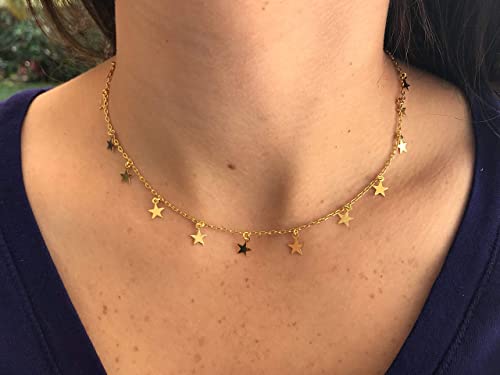 YANCHUN Layered Necklaces for Women Gold Necklace Stack Star Heart Choker Dainty Necklace Love Heart Chain Jewelry Gifts for Women - color: 1 Gold Star Necklace