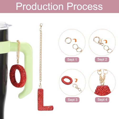 MECCANIXITY Bling Car Letter Charm, Initial L Letter Interior Car Rear View Mirror Decoration Hanging Crystal Ornaments for Women Bags Water Cup DIY Craft, Red - style: Letter L