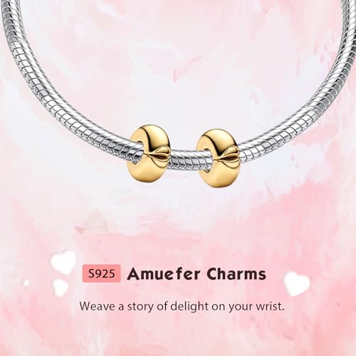 Clip Stopper Spacer Charms for Bracelets Necklaces, Compatible with Pandora,Jewery Making DIY - style: Lip Clip 14k Gold Plated