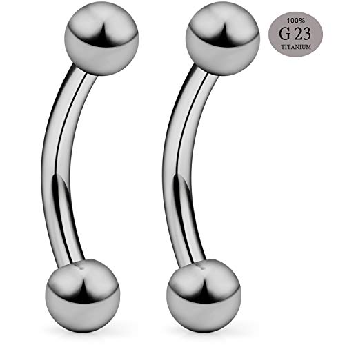 SCERRING 2-8PCS 16G G23 Titanium Curved Eyebrow Barbell Tragus Helix Ear Belly Lip Nipple Tongue Ring Body Piercing Jewelry 6-16mm - style: 2PCS - 8mm