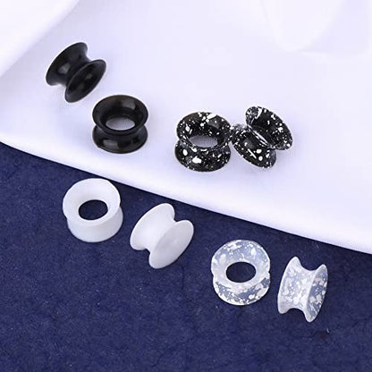 OUFER 8PCS Silicone Ear Gauges Flexible Ear Tunnels Plugs Stretchers Expander Double Flared Flesh Ear Piercing Jewelry for Women Men - color: 00g(10mm)