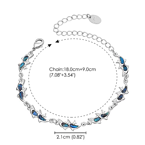 Beach Anklet Bracelet for Women Silver Plated Adjustable Abalone Shell Sea Turtle Dolphin Starfish Sand Dollar Ocean Ankle Bracelet for Women Summer Beach Jewelry - color: Dolphin Style A