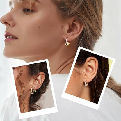 Gold Hoop Earrings for Women Summer Earrings Stainless Steel Hypoallergenic Earrings for Sensitive Ears Non Tarnish Hoops 4mm Hollow Tube Lightweight Earring Gifts for Women - style: 15mm Gold&Silver